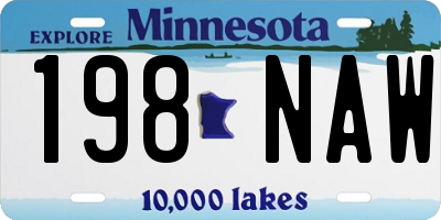 MN license plate 198NAW