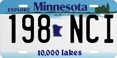 MN license plate 198NCI