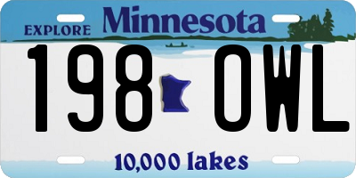 MN license plate 198OWL