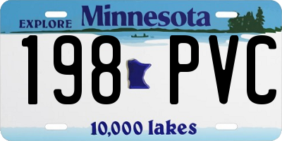 MN license plate 198PVC