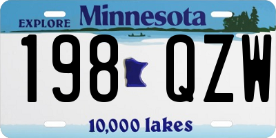 MN license plate 198QZW