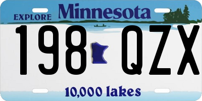 MN license plate 198QZX