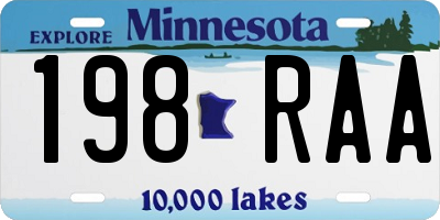 MN license plate 198RAA