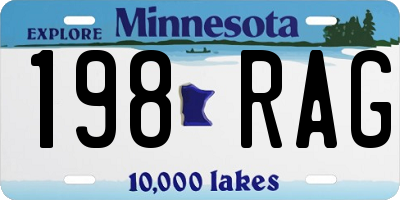 MN license plate 198RAG