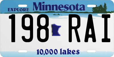 MN license plate 198RAI