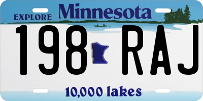 MN license plate 198RAJ