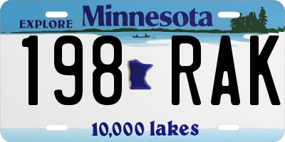 MN license plate 198RAK