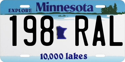 MN license plate 198RAL