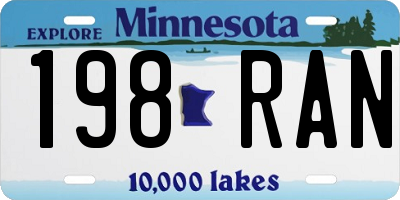 MN license plate 198RAN