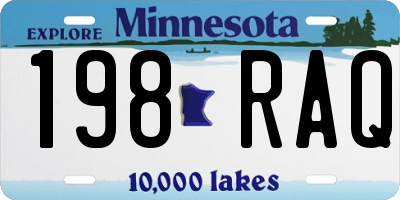 MN license plate 198RAQ