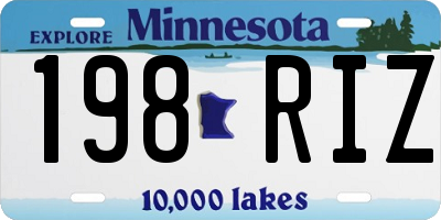 MN license plate 198RIZ
