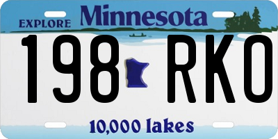 MN license plate 198RKO