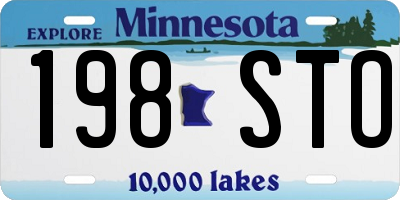 MN license plate 198STO