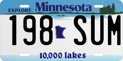 MN license plate 198SUM
