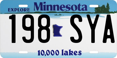 MN license plate 198SYA