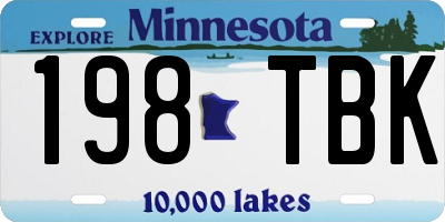 MN license plate 198TBK