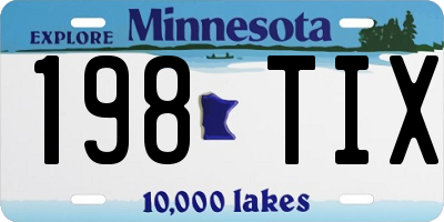 MN license plate 198TIX