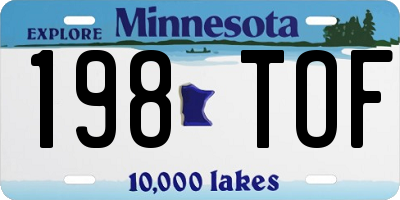 MN license plate 198TOF