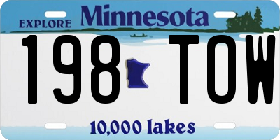 MN license plate 198TOW