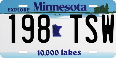 MN license plate 198TSW