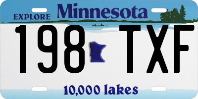 MN license plate 198TXF