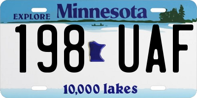 MN license plate 198UAF