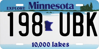 MN license plate 198UBK