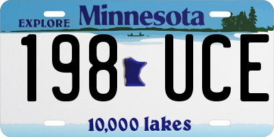 MN license plate 198UCE