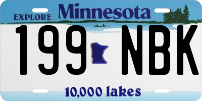 MN license plate 199NBK