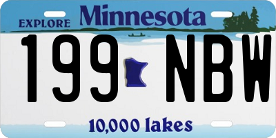 MN license plate 199NBW