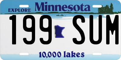 MN license plate 199SUM