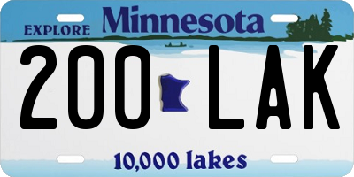 MN license plate 200LAK