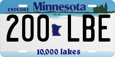 MN license plate 200LBE