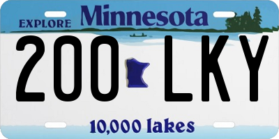 MN license plate 200LKY