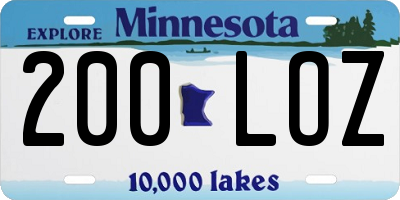 MN license plate 200LOZ