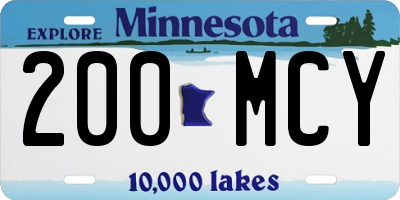 MN license plate 200MCY