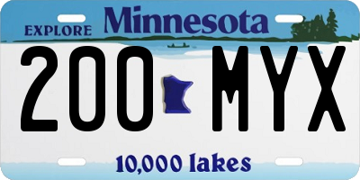 MN license plate 200MYX