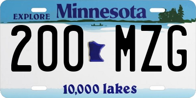 MN license plate 200MZG