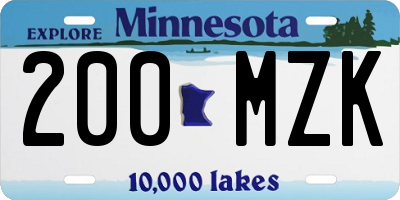 MN license plate 200MZK