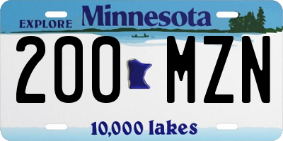 MN license plate 200MZN