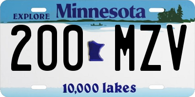 MN license plate 200MZV