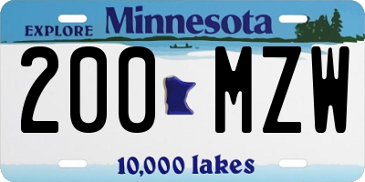 MN license plate 200MZW