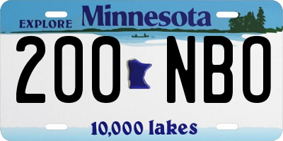 MN license plate 200NBO