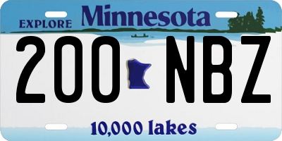 MN license plate 200NBZ