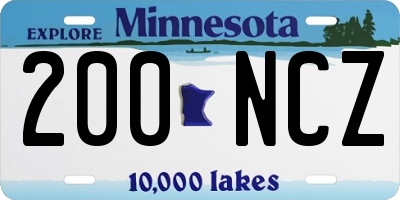 MN license plate 200NCZ