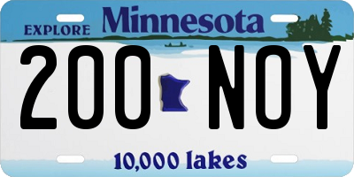 MN license plate 200NOY
