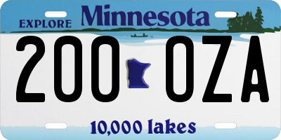 MN license plate 200OZA