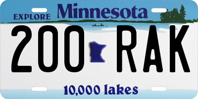MN license plate 200RAK