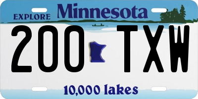 MN license plate 200TXW