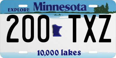 MN license plate 200TXZ